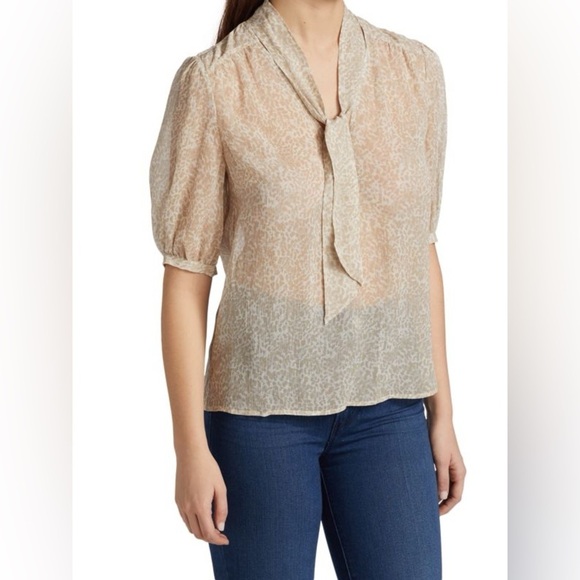 PAIGE | Esta silk Tieneck Blouse | size large - Picture 3 of 8
